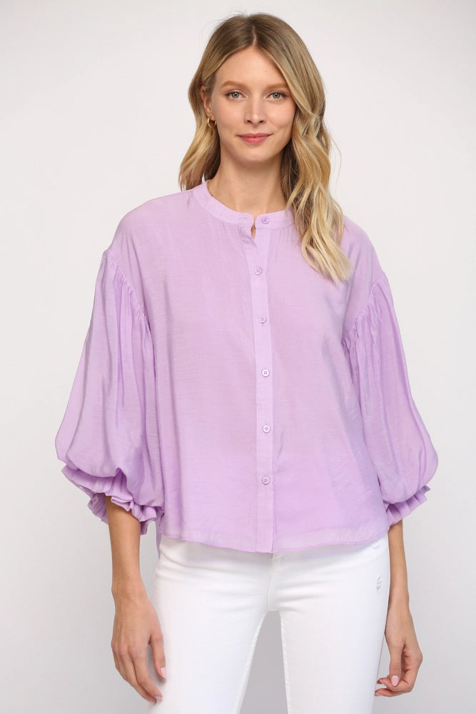 Puff Sleeve Button Down Shirt Fate
