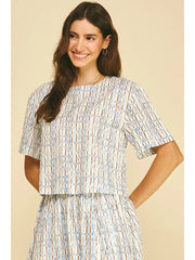 Geometric Short Sleeve Blouse Pinch