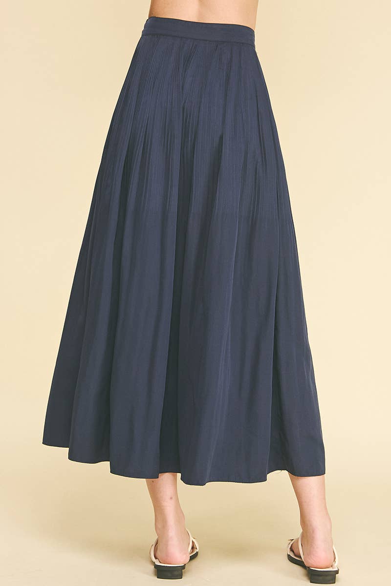Pleated A-Line Midi Skirt Pinch