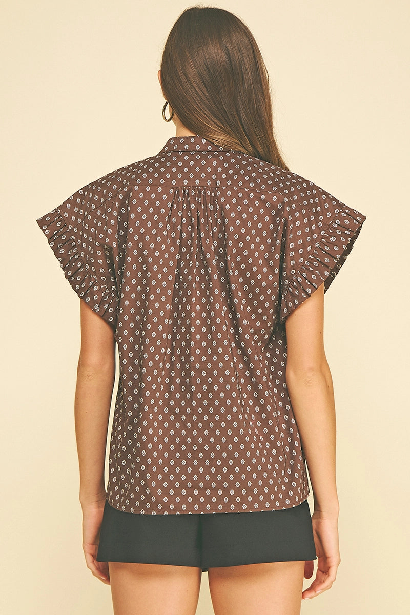 Geometric Diamond Print Shirt Pinch