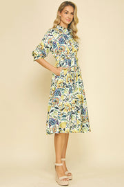Floral Button Down Midi Dress Pinch