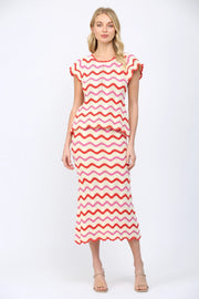 Multicolor Chevron Pattern Open Knit Sweater Skirt Fate