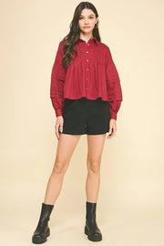 Pleat Detailed Button Down Shirt Pinch