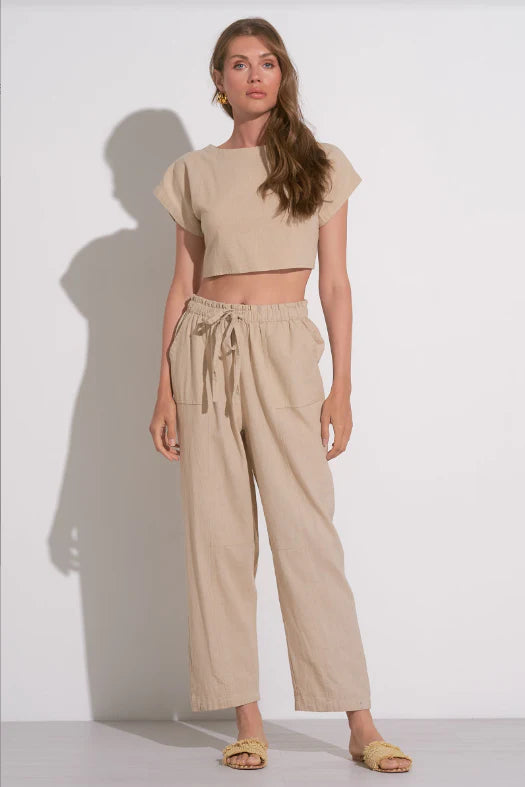 High-Rise Straight-Leg Drawstring Pants