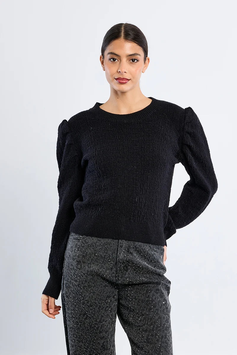 Balloon Sleeve Textured Sweater Molly Bracken