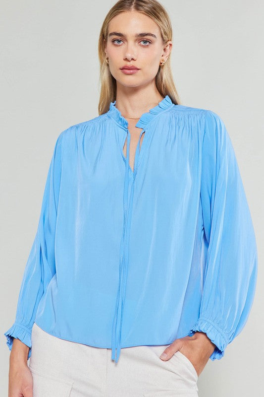 3/4 Dolman Sleeve Split Neck Blouse Current Air