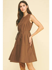 Button Down Sleeveless Mini Dress Pinch