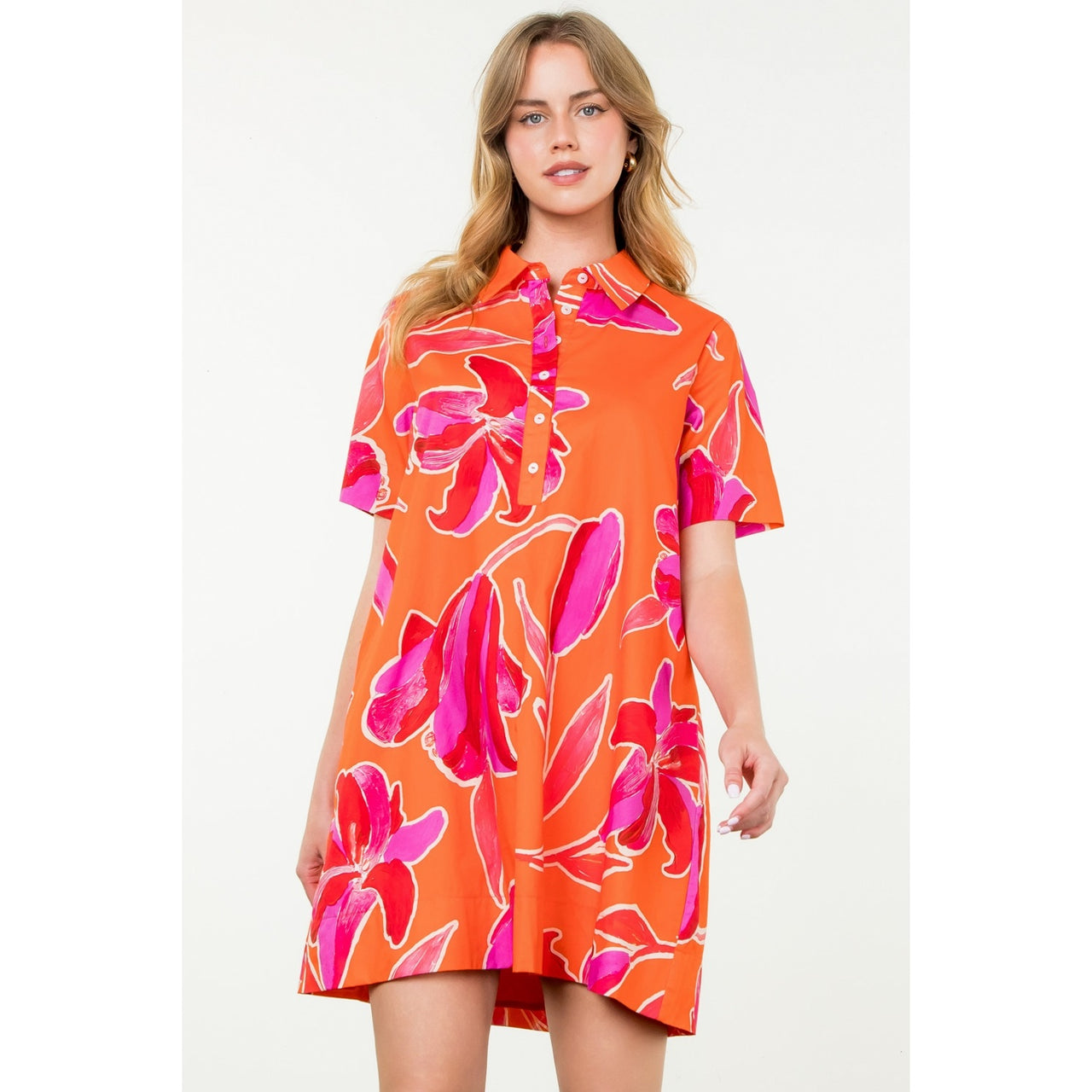 Short Sleeve Flower Print Dress