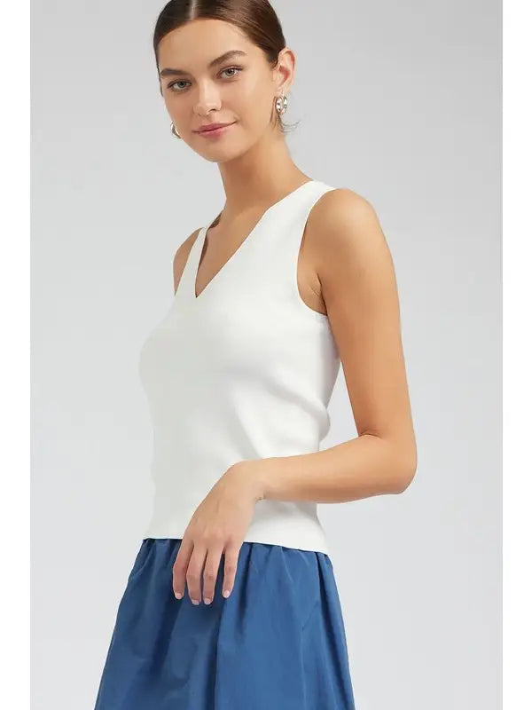 Sleeveless V-Neck Sweater Top Current Air