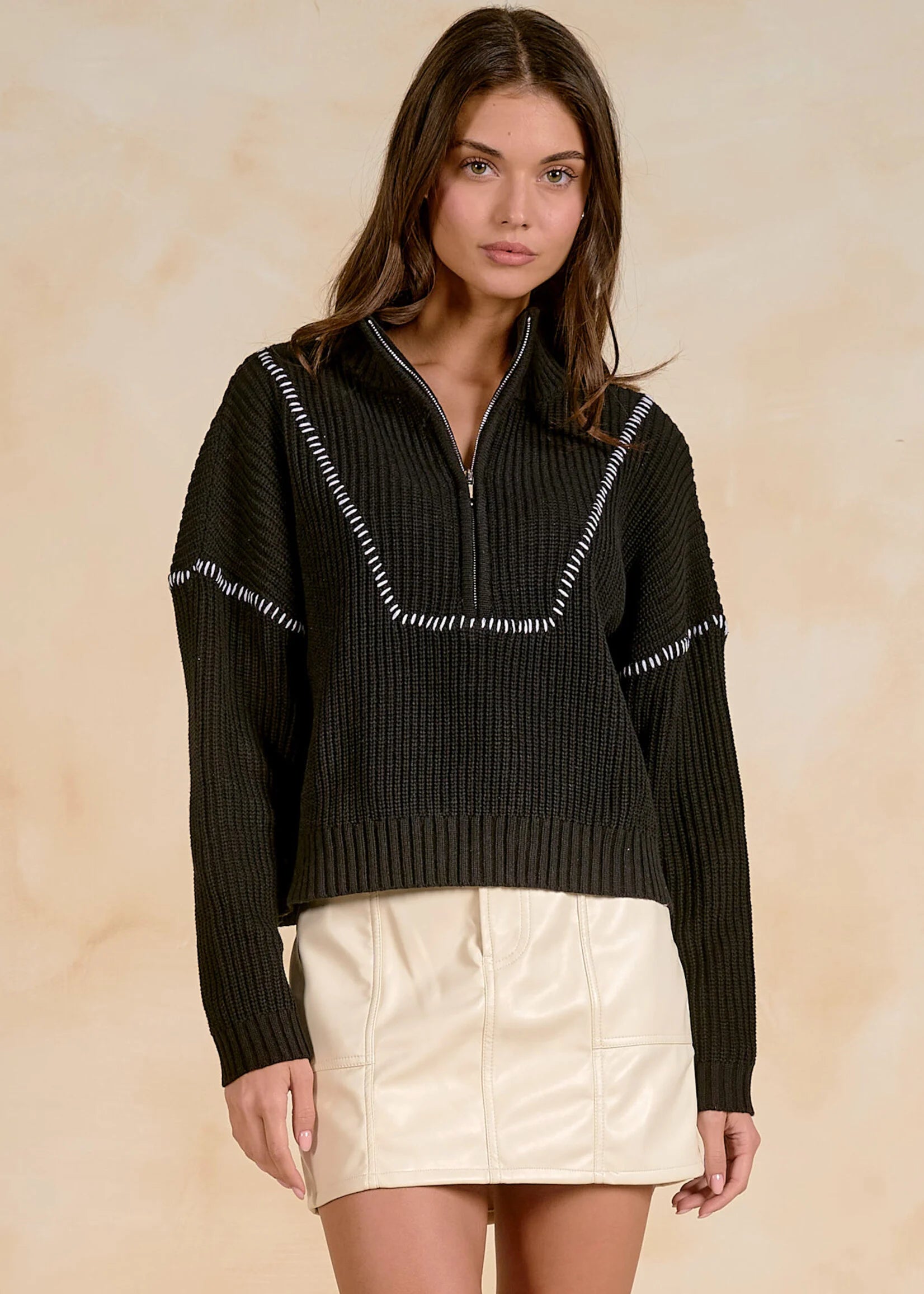 Quarter Zip Front Sweater Elan