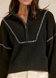 Quarter Zip Front Sweater Elan