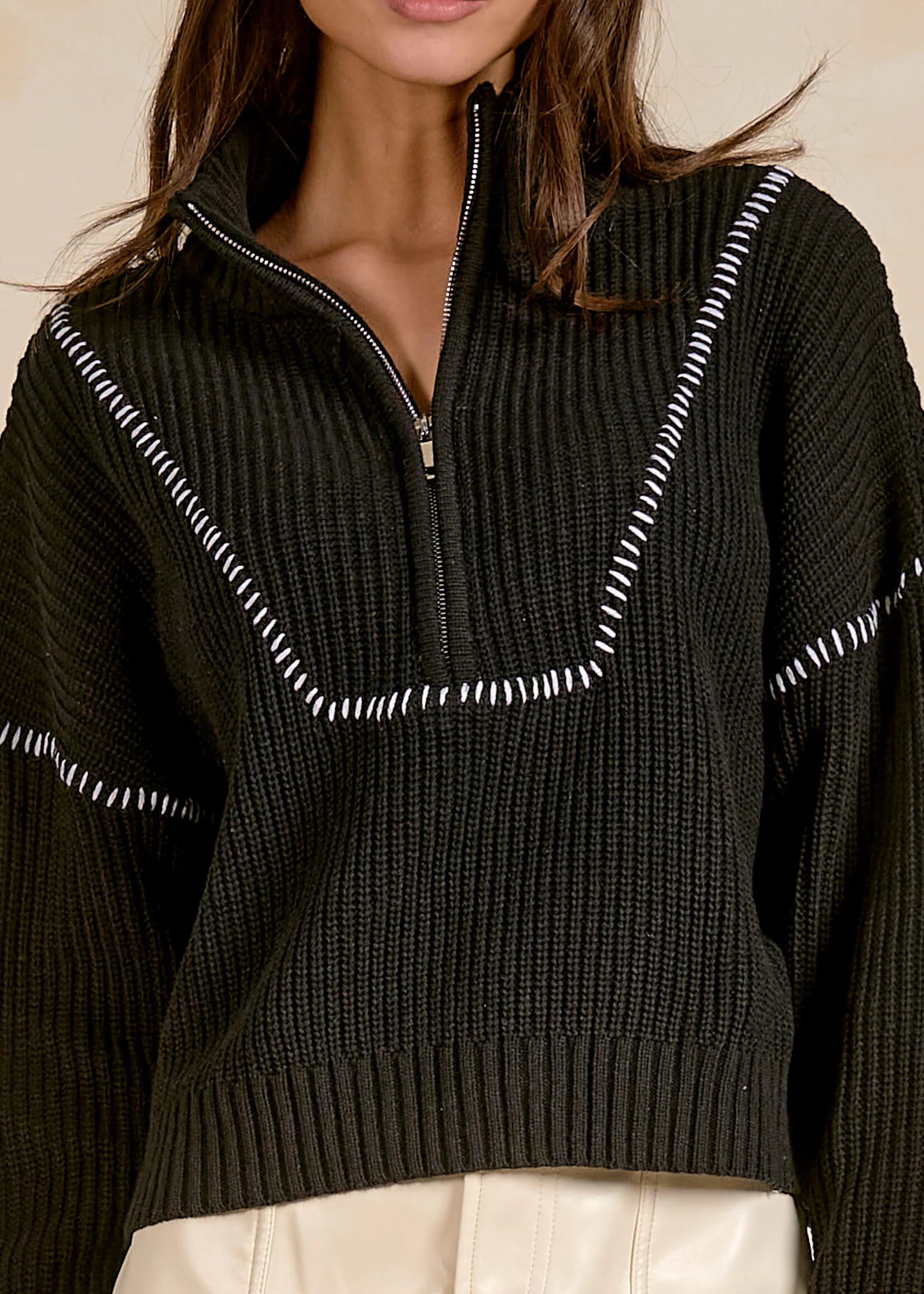 Quarter Zip Front Sweater Elan