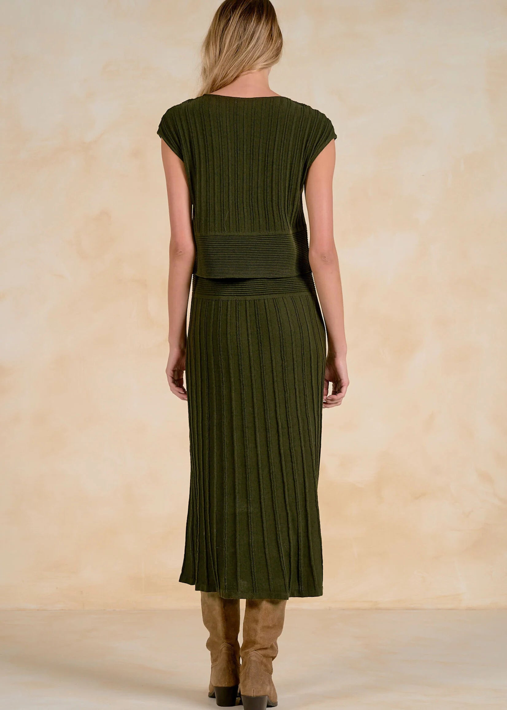 Stripe Ribbed Cap Sleeve Dress Elan