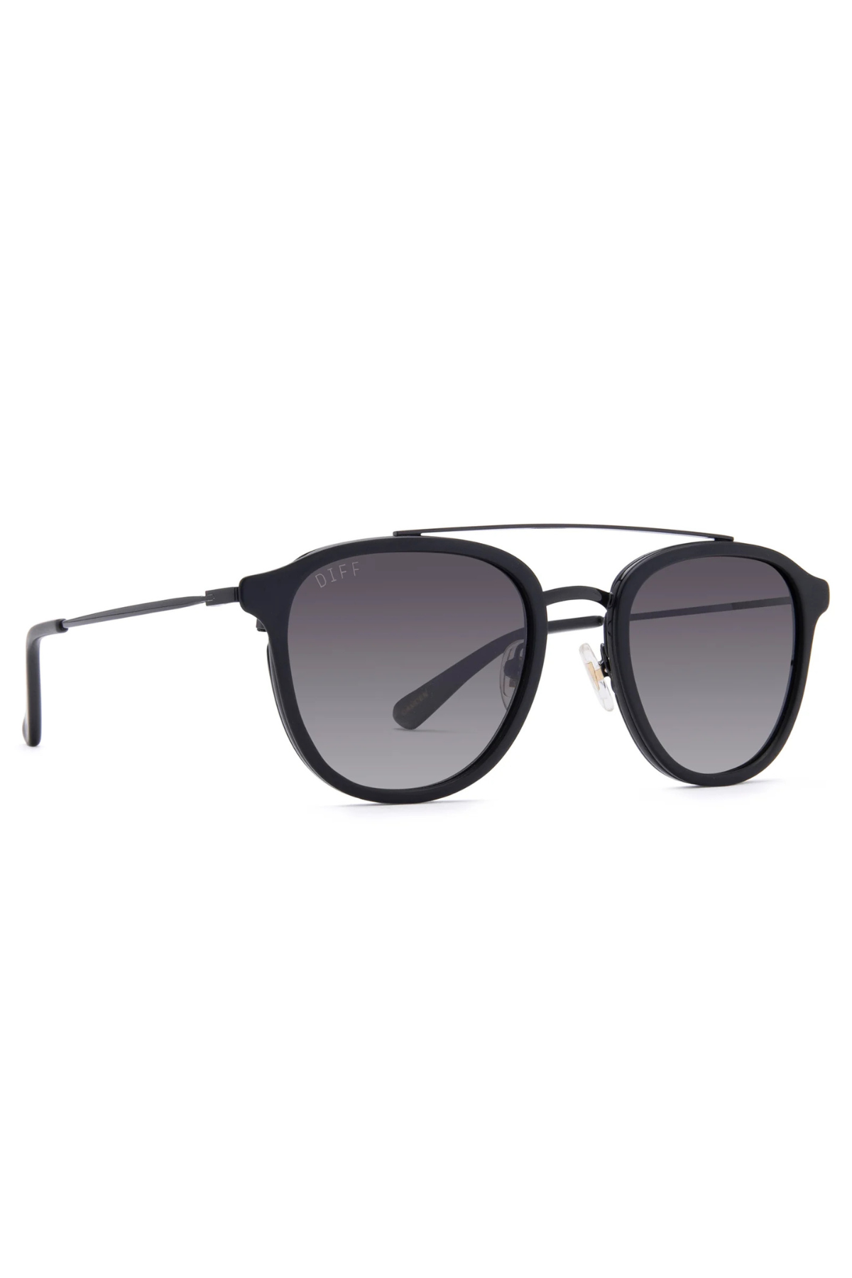 Camden Round Sunglasses in Matte Black/Grey Polarized | Diff Eyewear