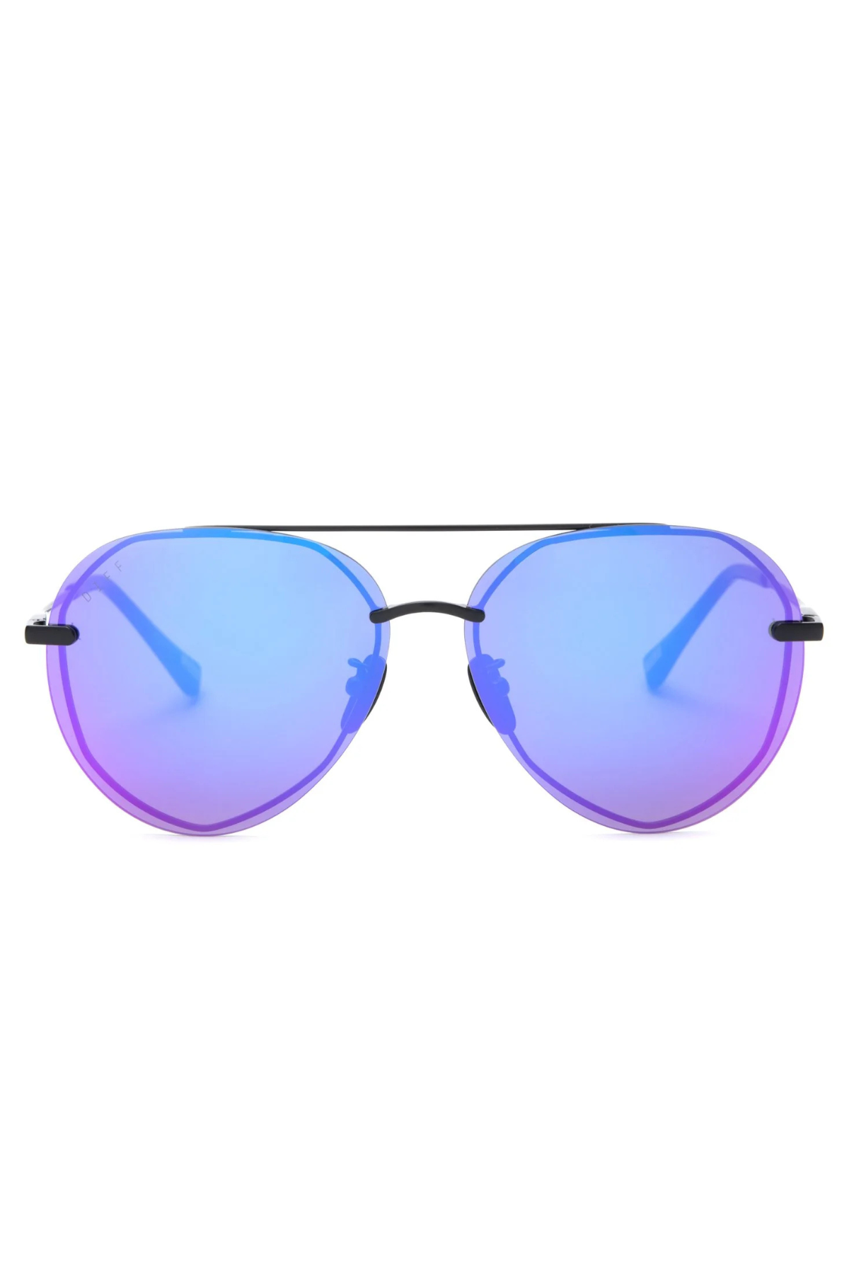 Lenox Aviator Sunglasses in Matte Black/Purple Mirror | Diff Eyewear