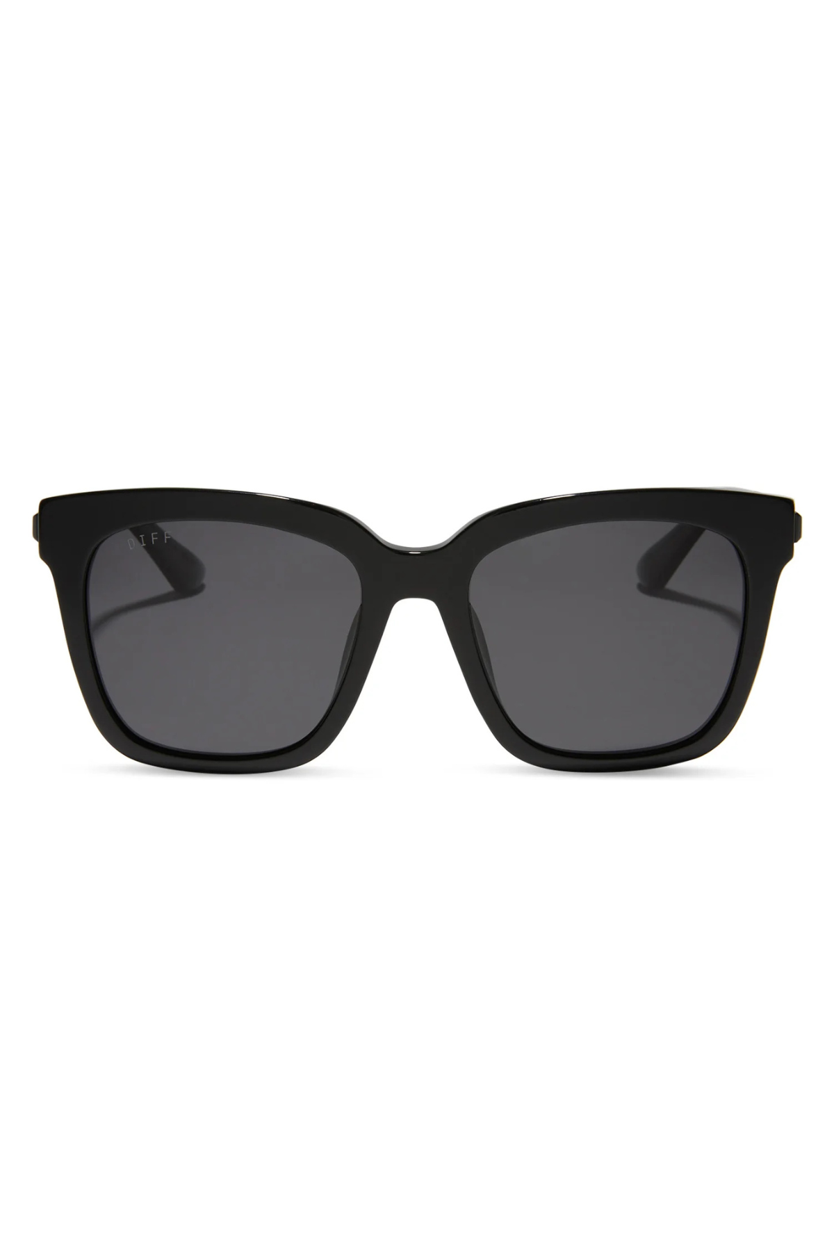 Bella Square Sunglasses in Black/Grey Solid Polarized | Diff Eyewear
