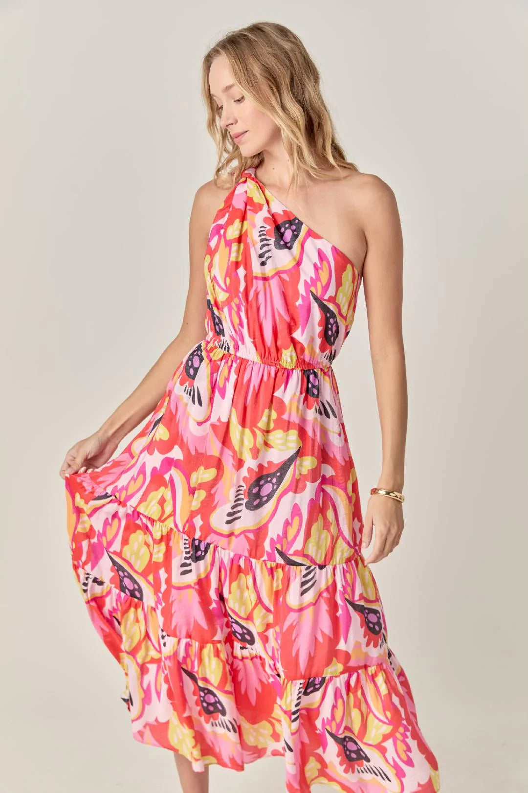 Tropic Twist One-Shoulder Maxi Dress English Factory