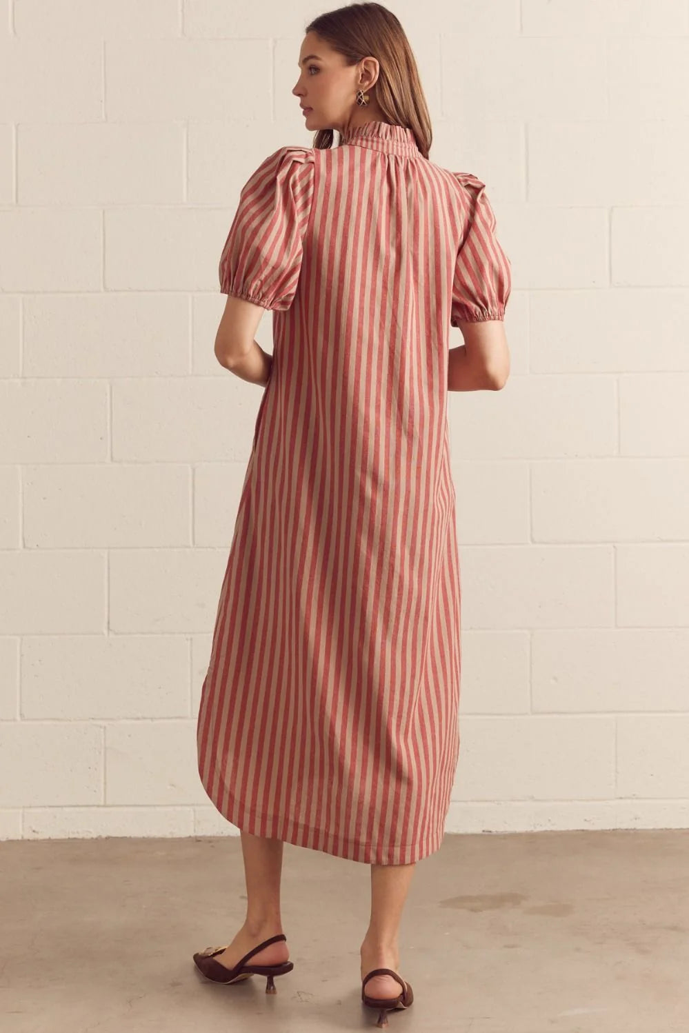 Anabelle Striped Midi Shirt Dress Entro