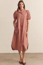 Anabelle Striped Midi Shirt Dress Entro