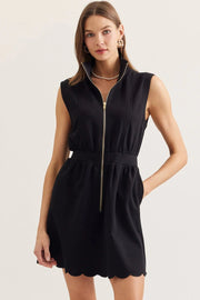 Scallop Hem Sleeveless Mini Dress Entro