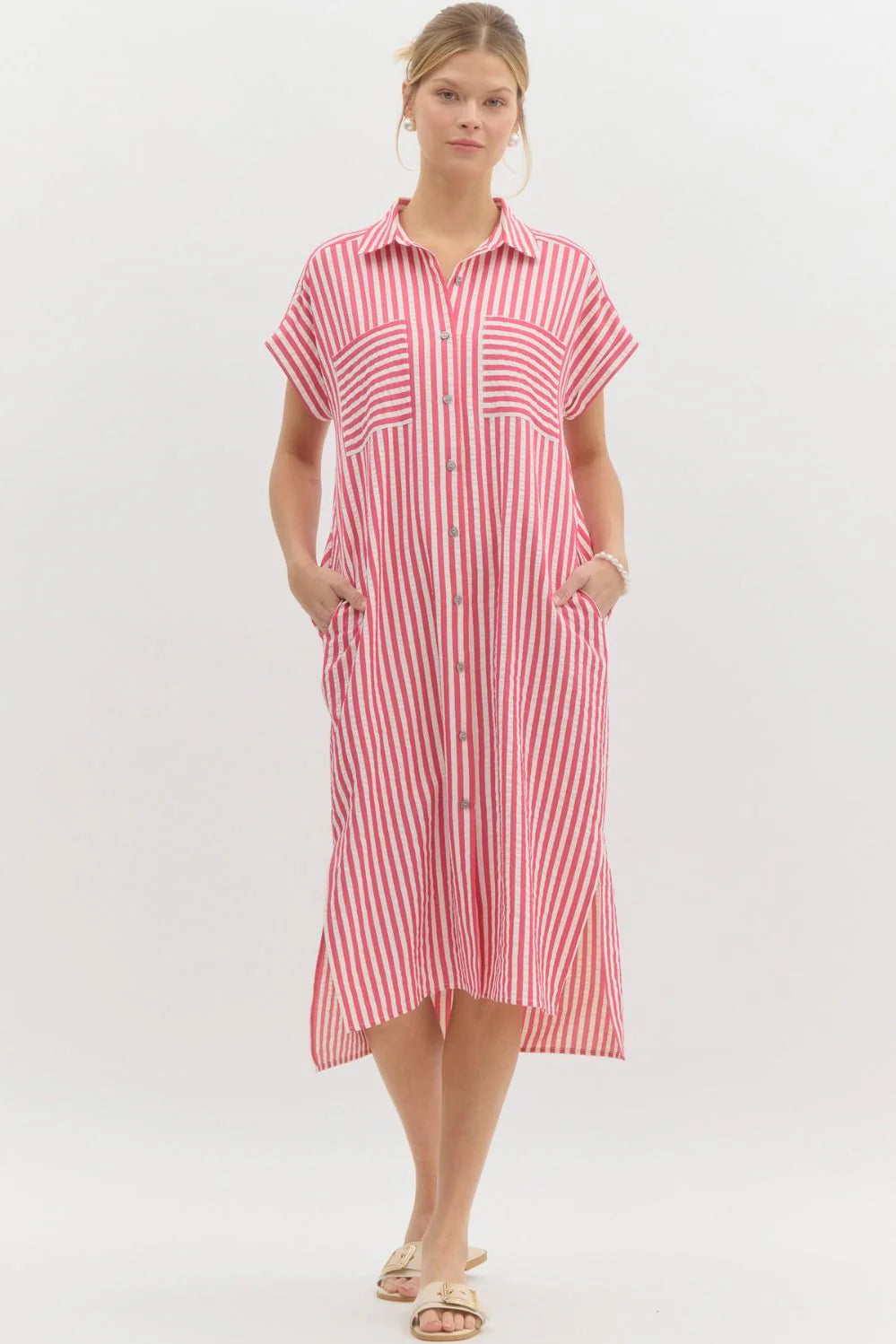 Striped Midi Shirt Dress