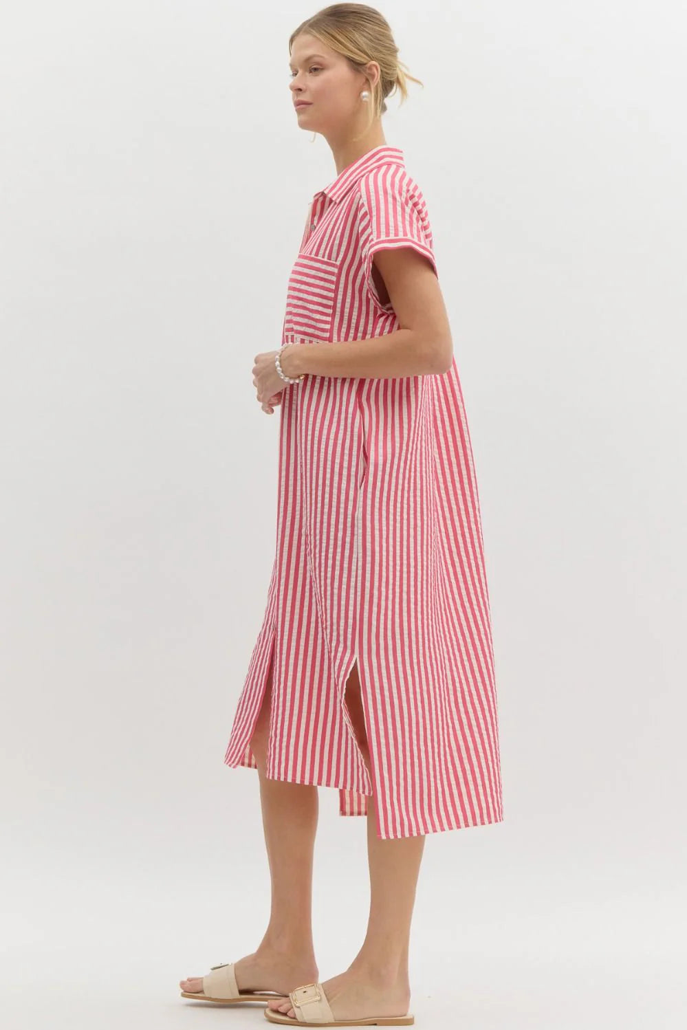 Striped Midi Shirt Dress