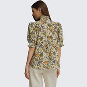 Floral Puff Sleeve Ruffled Top Entro