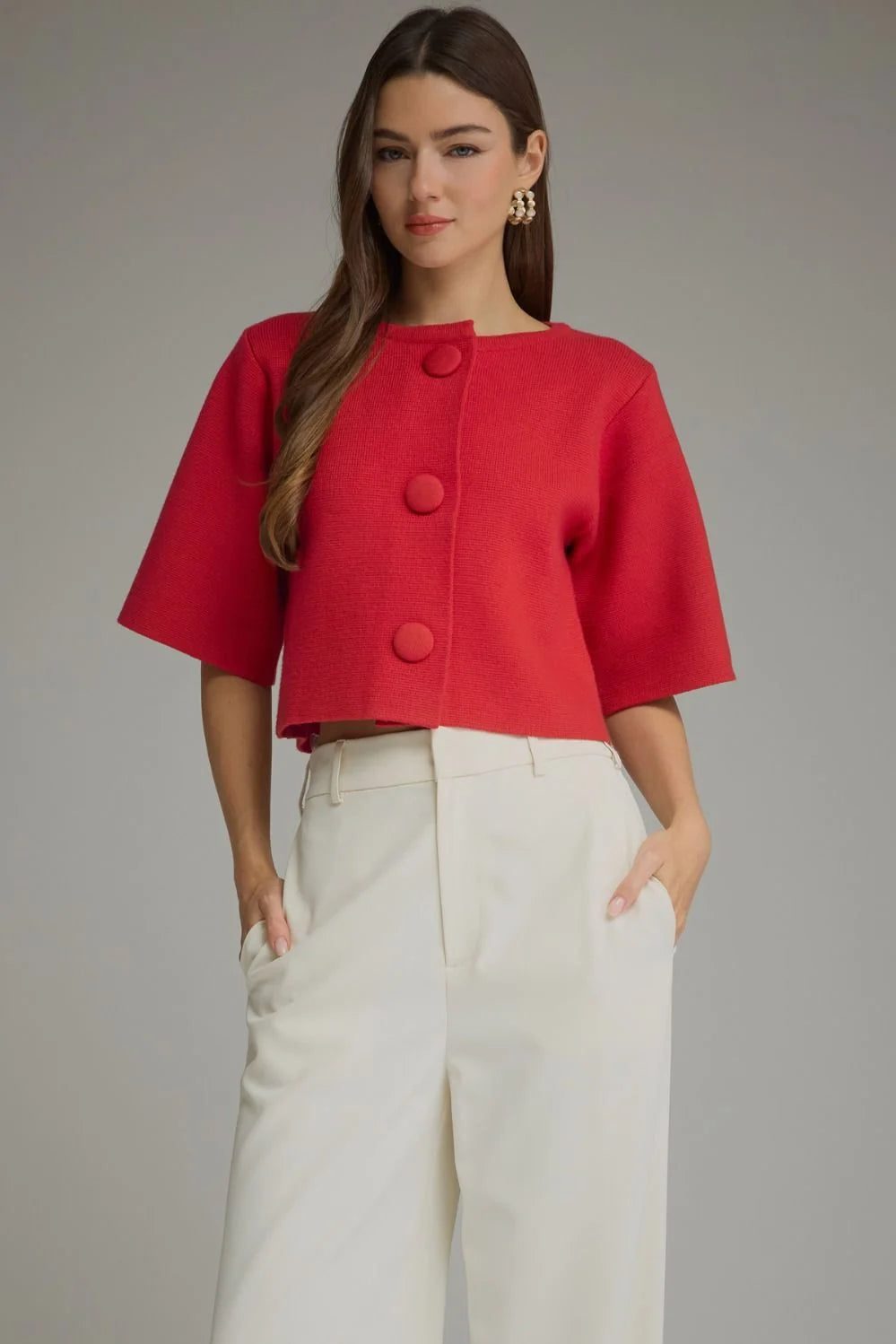 Leia Covered Button Sweater Entro