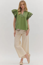 Olive Stitched Top Entro