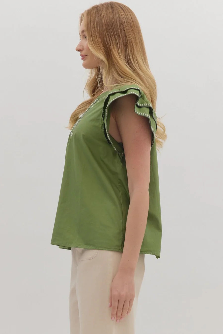 Olive Stitched Top Entro