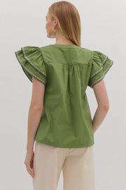 Olive Stitched Top Entro