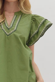 Olive Stitched Top Entro