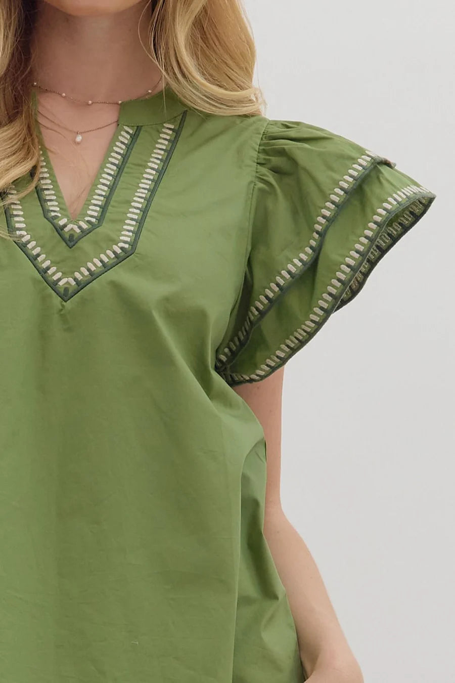 Olive Stitched Top Entro