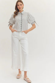 Polka Dot Puff Tie Sleeve Top Entro