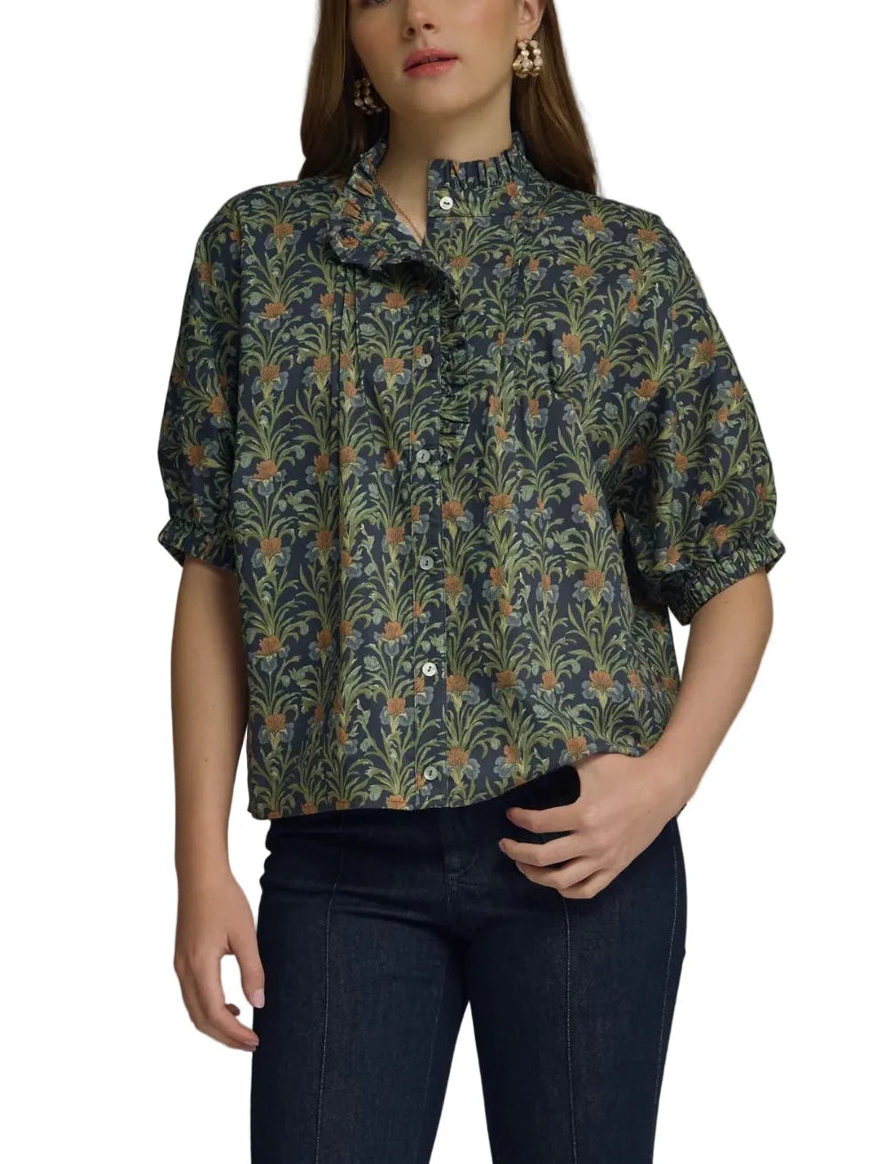 Mia Short Sleeve Floral Print Top Entro