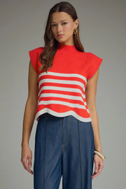 Scalloped Stripe Sweater Entro