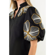 Puff Sleeve Embroidered Top THML