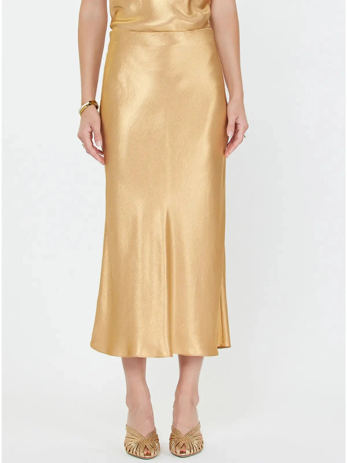 Gold Bias Midi Skirt Current Air
