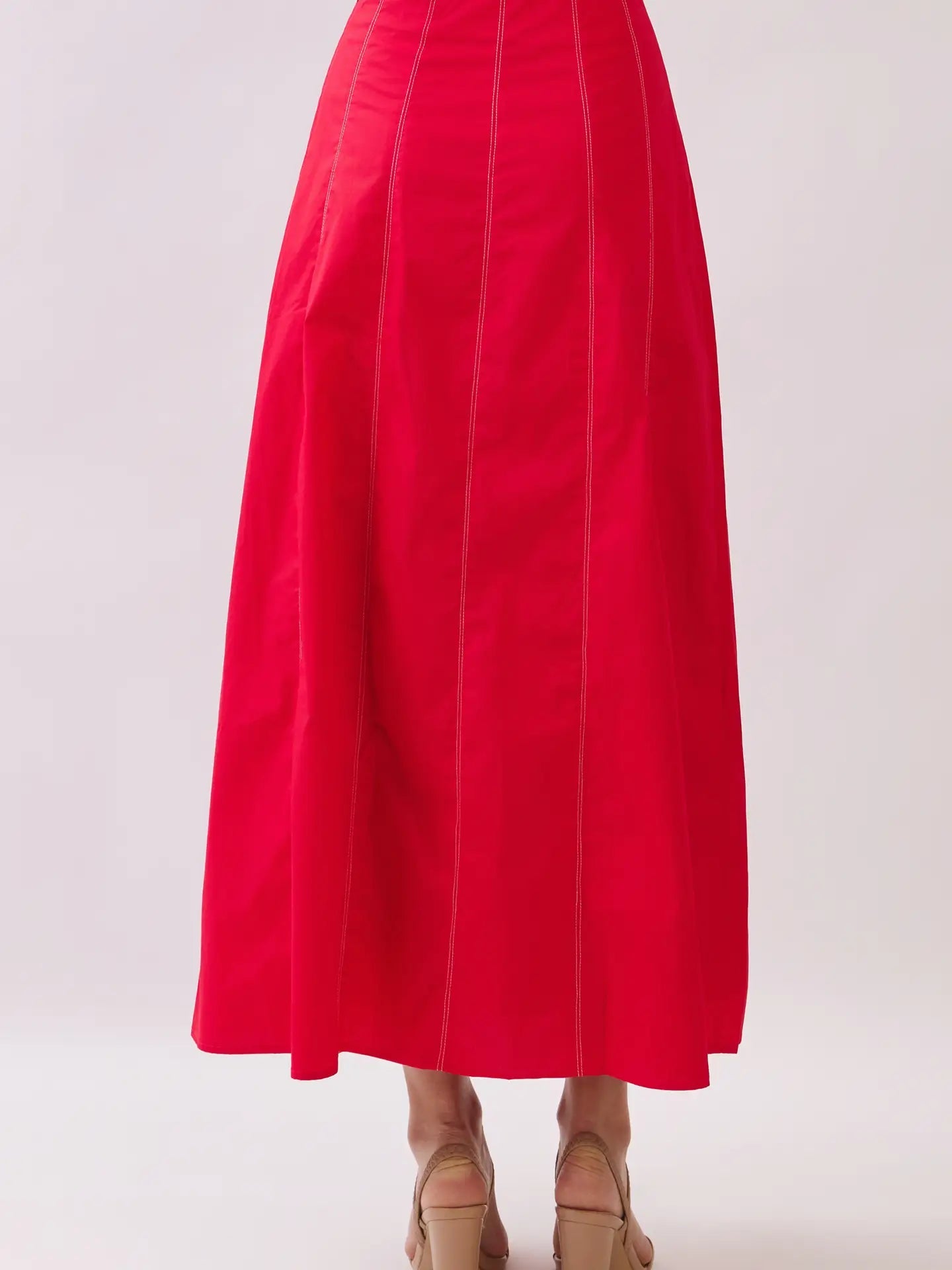 Cotton Panel Construction Maxi Skirt TCEC