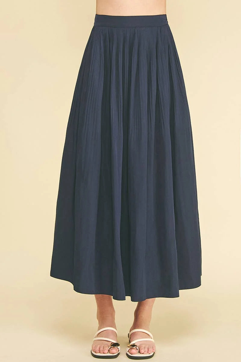 Pleated A-Line Midi Skirt Pinch