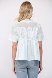 Mesh Combined Top with Applique Fate