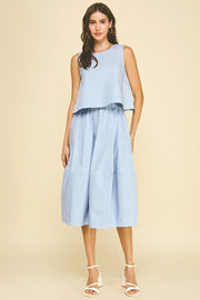 Solid Poplin Sleeveless Top Pinch