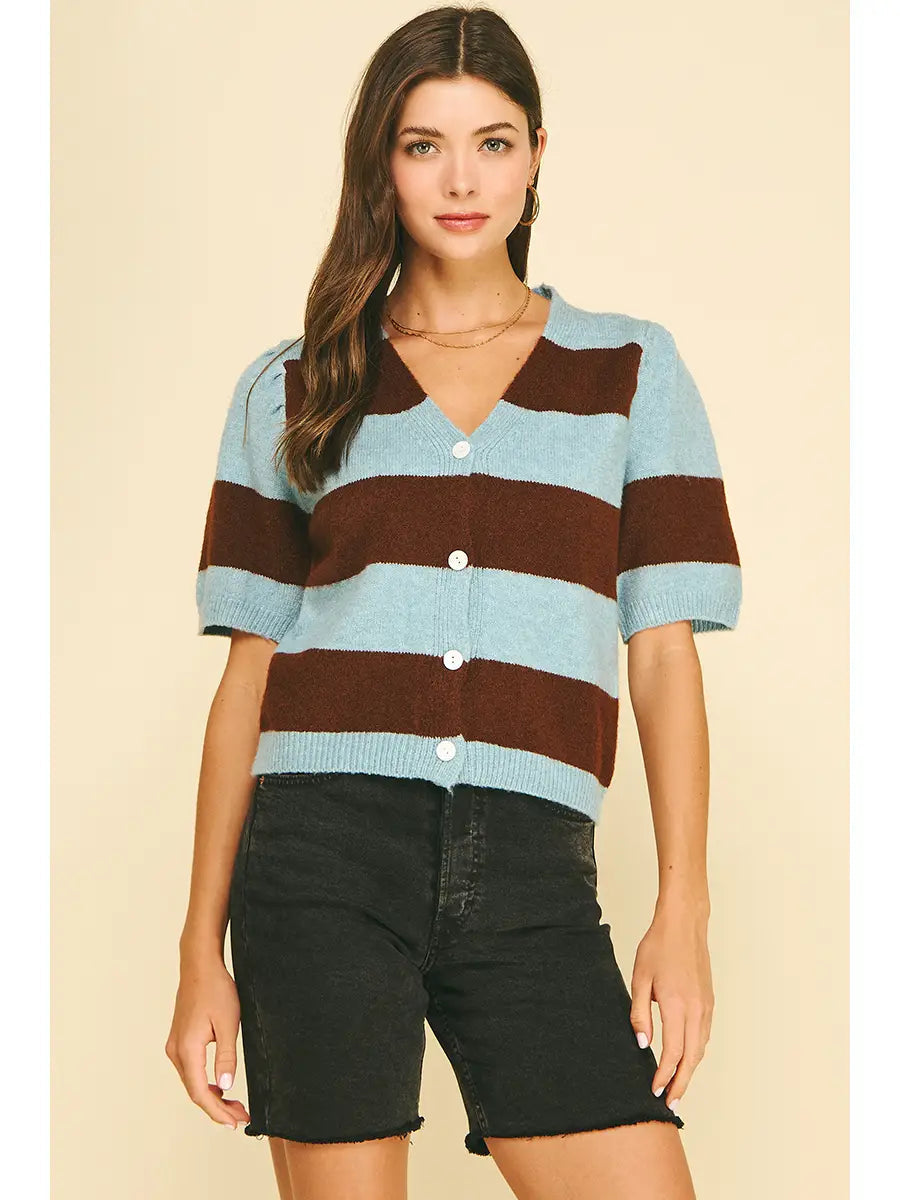 Color Block V-Neck Knit Sweater Pinch