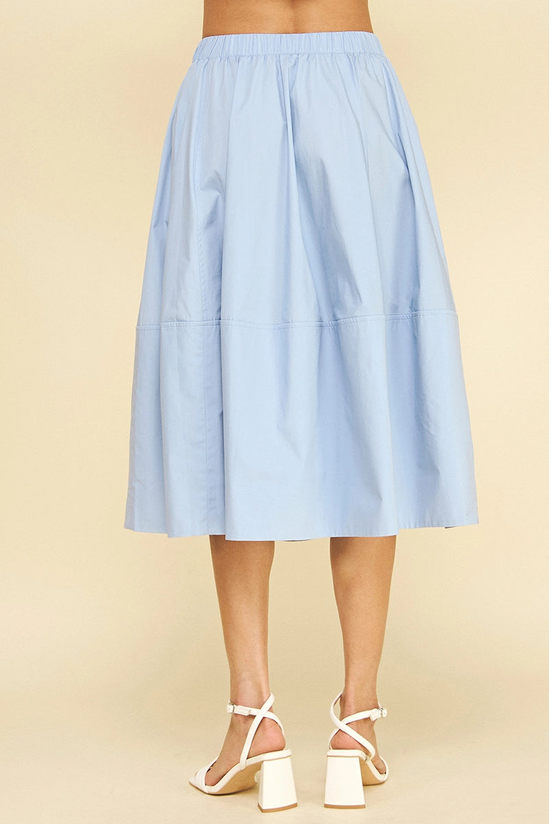 Pleated Poplin Midi Skirt Pinch
