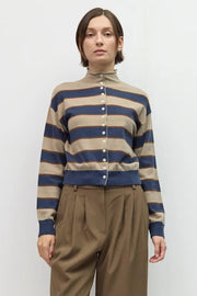 Striped Turtleneck Cardigan Mod Ref