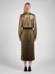 Metallic Special Pleated Midi Skirt Current Air