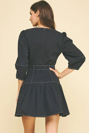 Puffed Sleeve Belted Mini Dress Pinch