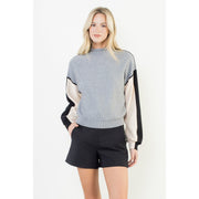 Colorblocked Mock Neck Sweater THML