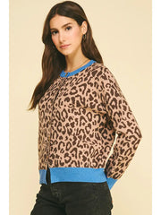 Leopard Print Contrast Cardigan Pinch