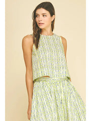 Printed Poplin Sleeveless Top Pinch